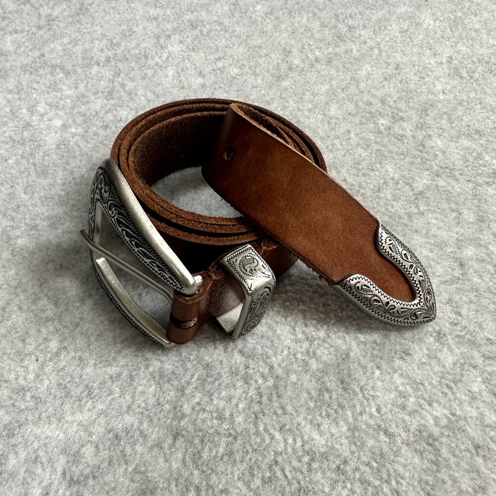 Leather Western Belt Women's M Brown Adjustable Urban Outfitters Rodeo Cowhide - Picture 8 of 11